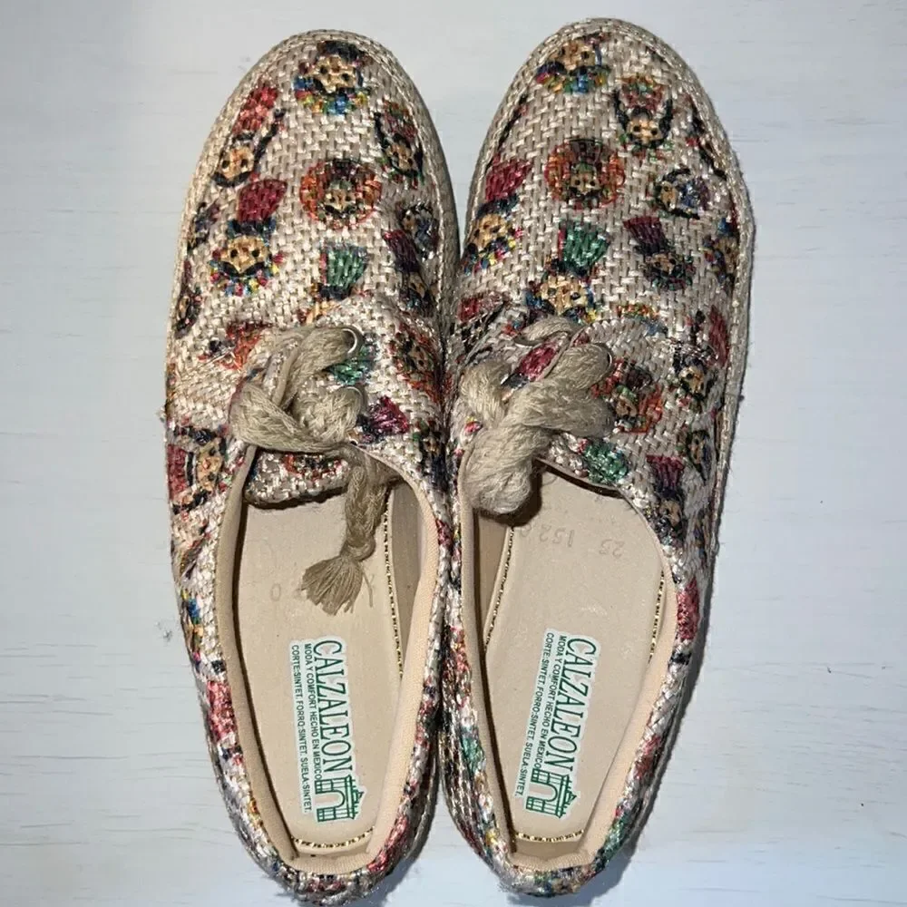 CALZALEON Woven Frida Kahlo Shoes-7.5